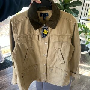 Cargo Tan Jacket with Brown Collar